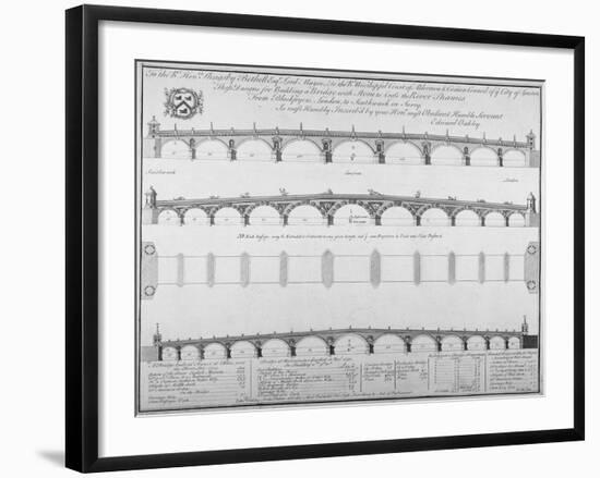 Three Designs by Edward Oakley for Blackfriars Bridge, 1756-Benjamin Cole-Framed Giclee Print