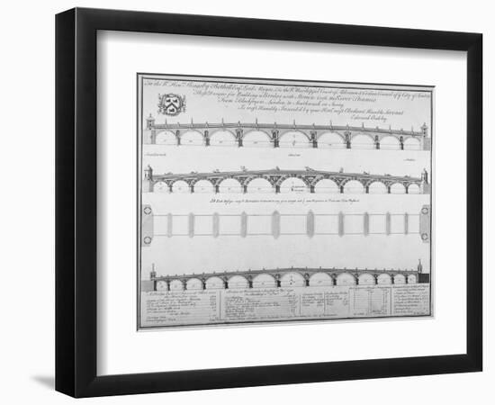 Three Designs by Edward Oakley for Blackfriars Bridge, 1756-Benjamin Cole-Framed Giclee Print