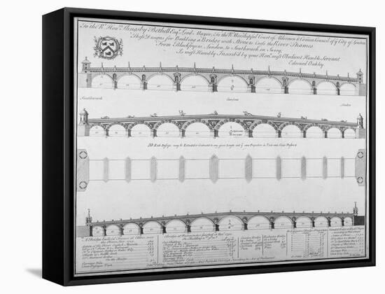 Three Designs by Edward Oakley for Blackfriars Bridge, 1756-Benjamin Cole-Framed Stretched Canvas