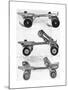 Three Different Kinds of Roller Skates-null-Mounted Giclee Print