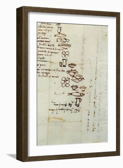 Three Different Lists of Foods Described with Ideograms, 1518-Michelangelo Buonarroti-Framed Giclee Print