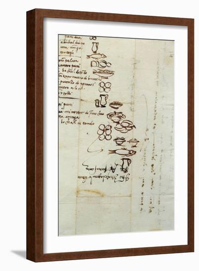 Three Different Lists of Foods Described with Ideograms, 1518-Michelangelo Buonarroti-Framed Giclee Print