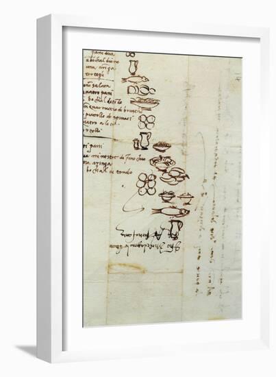 Three Different Lists of Foods Described with Ideograms, 1518-Michelangelo Buonarroti-Framed Giclee Print