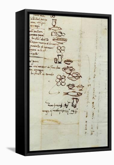 Three Different Lists of Foods Described with Ideograms, 1518-Michelangelo Buonarroti-Framed Stretched Canvas