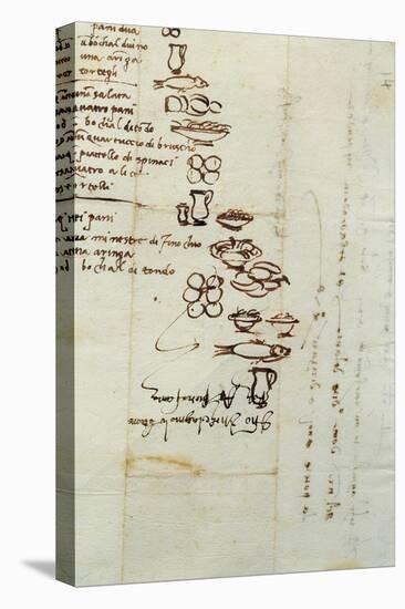 Three Different Lists of Foods Described with Ideograms, 1518-Michelangelo Buonarroti-Stretched Canvas