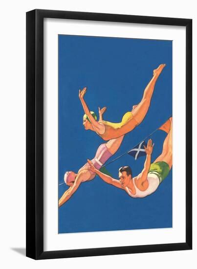 Three Divers-null-Framed Art Print