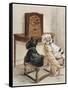 Three Dogs Enjoy a Radio Broadcast-Marjorie Turner-Framed Stretched Canvas