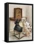 Three Dogs Enjoy a Radio Broadcast-Marjorie Turner-Framed Stretched Canvas