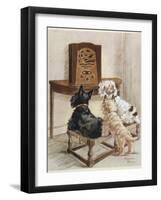 Three Dogs Enjoy a Radio Broadcast-Marjorie Turner-Framed Photographic Print