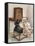 Three Dogs Enjoy a Radio Broadcast-Marjorie Turner-Framed Stretched Canvas