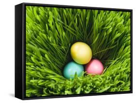 Three Easter Eggs in Grass-null-Framed Stretched Canvas