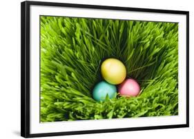 Three Easter Eggs in Grass-null-Framed Photographic Print