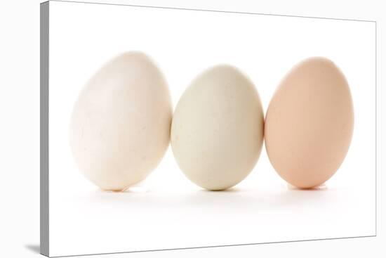 Three Eggs on White Background-Matt Freedman-Stretched Canvas