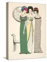 Three Evening Dresses from 'Les Robes De Paul Poiret' Pub. 1908 (Pochoir Print)-Paul Iribe-Stretched Canvas