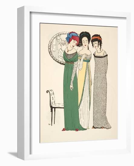 Three Evening Dresses from 'Les Robes De Paul Poiret' Pub. 1908 (Pochoir Print)-Paul Iribe-Framed Giclee Print