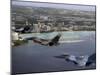 Three F-16 Fighting Falcons Fly in Formation over Tumon Bay, Guam-null-Mounted Photographic Print