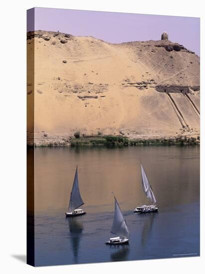 Three Feluccas on the River Nile, Aswan, Nubia, Egypt, North Africa, Africa-Sylvain Grandadam-Stretched Canvas