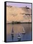 Three Feluccas on the River Nile, Aswan, Nubia, Egypt, North Africa, Africa-Sylvain Grandadam-Framed Stretched Canvas