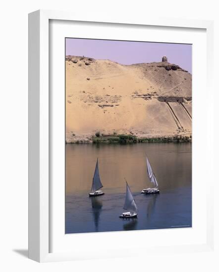 Three Feluccas on the River Nile, Aswan, Nubia, Egypt, North Africa, Africa-Sylvain Grandadam-Framed Photographic Print