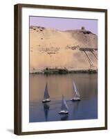 Three Feluccas on the River Nile, Aswan, Nubia, Egypt, North Africa, Africa-Sylvain Grandadam-Framed Photographic Print