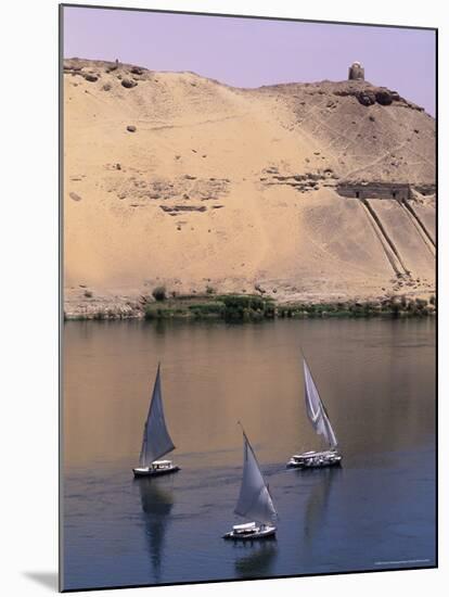 Three Feluccas on the River Nile, Aswan, Nubia, Egypt, North Africa, Africa-Sylvain Grandadam-Mounted Photographic Print
