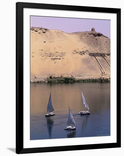 Three Feluccas on the River Nile, Aswan, Nubia, Egypt, North Africa, Africa-Sylvain Grandadam-Framed Photographic Print