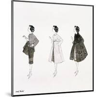 Three Female Fashion Figures, c. 1959-Andy Warhol-Mounted Giclee Print