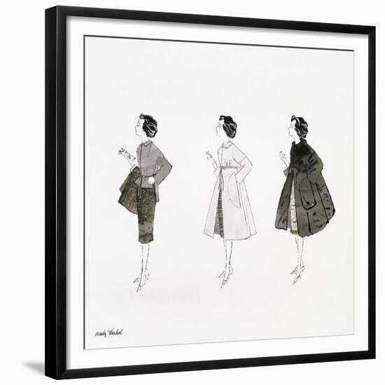 Three Female Fashion Figures, c. 1959-Andy Warhol-Framed Giclee Print