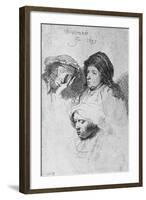 Three Female Heads with One Sleeping, 1637-Rembrandt van Rijn-Framed Giclee Print