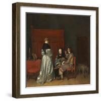 Three Figures Conversing in an Interior, known as 'The Paternal Admonition,'-Gerard ter Borch-Framed Giclee Print