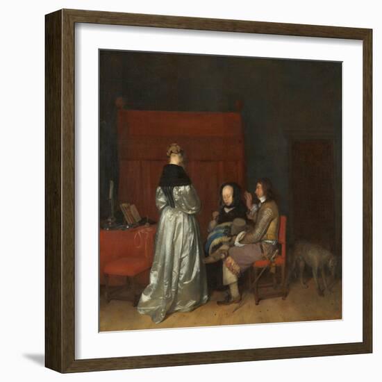 Three Figures Conversing in an Interior, known as 'The Paternal Admonition,'-Gerard ter Borch-Framed Giclee Print