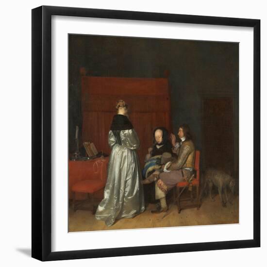 Three Figures Conversing in an Interior, known as 'The Paternal Admonition,'-Gerard ter Borch-Framed Giclee Print