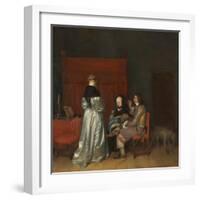 Three Figures Conversing in an Interior, known as 'The Paternal Admonition,'-Gerard ter Borch-Framed Giclee Print