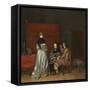 Three Figures Conversing in an Interior, known as 'The Paternal Admonition,'-Gerard ter Borch-Framed Stretched Canvas