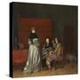 Three Figures Conversing in an Interior, known as 'The Paternal Admonition,'-Gerard ter Borch-Stretched Canvas