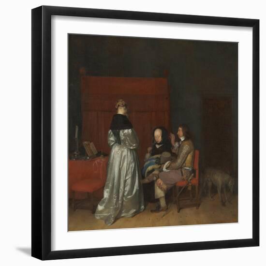 Three Figures Conversing in an Interior (The Paternal Admonitio), Ca 1654-Gerard Ter Borch the Younger-Framed Giclee Print