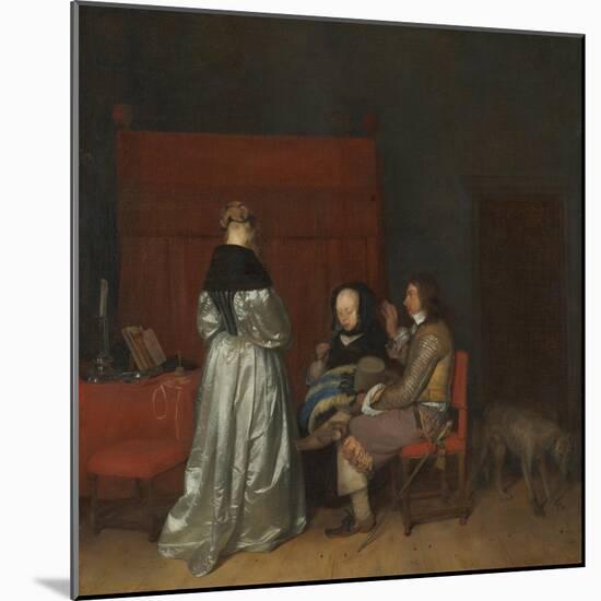 Three Figures Conversing in an Interior (The Paternal Admonitio), Ca 1654-Gerard Ter Borch the Younger-Mounted Giclee Print