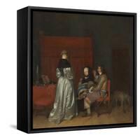 Three Figures Conversing in an Interior (The Paternal Admonitio), Ca 1654-Gerard Ter Borch the Younger-Framed Stretched Canvas