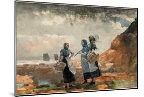 Three Fisher Girls, Tynemouth. Dated: 1881. Dimensions: sheet: 29.85 × 48.9 cm (11 3/4 × 19 1/4 ...-Winslow Homer-Mounted Poster