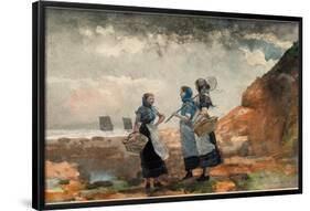 Three Fisher Girls, Tynemouth. Dated: 1881. Dimensions: sheet: 29.85 × 48.9 cm (11 3/4 × 19 1/4 ...-Winslow Homer-Framed Poster