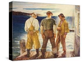 Three Fishermen, 1938 (Oil on Panel)-Newell Convers Wyeth-Stretched Canvas