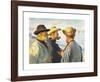 Three Fishermen on the Beach at Skagen in the Evening Sun-Michael Ancher-Framed Premium Giclee Print