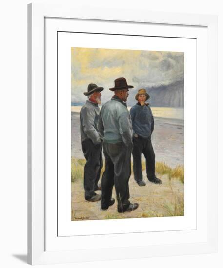 Three fishermen on the beach at Skagen-Michael Ancher-Framed Premium Giclee Print