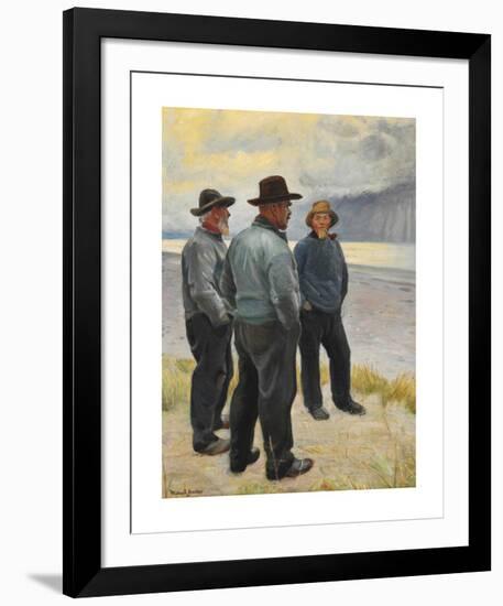 Three fishermen on the beach at Skagen-Michael Ancher-Framed Premium Giclee Print