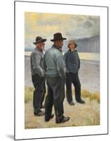 Three fishermen on the beach at Skagen-Michael Ancher-Mounted Premium Giclee Print