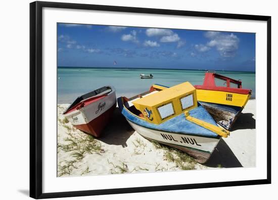 Three Fishing Boats Aruba-George Oze-Framed Photographic Print