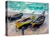 Three Fishing Boats by Claude Monet-Fine Art-Stretched Canvas