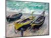 Three Fishing Boats-Claude Monet-Mounted Giclee Print