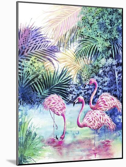 Three Flamingos-Michelle Faber-Mounted Giclee Print