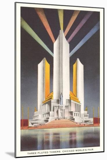 Three Fluted Towers, Chicago World's Fair-null-Mounted Art Print